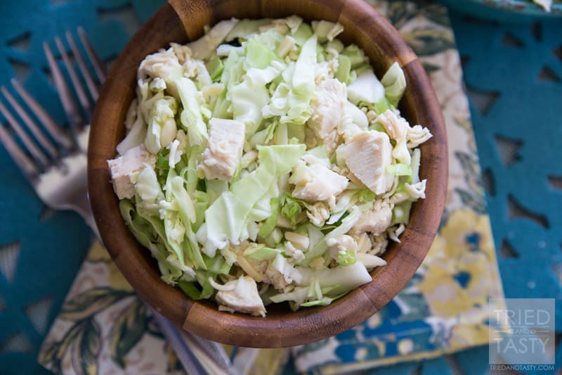 Japanese Chicken Salad // This super quick & easy salad can be served as a side or main dish. Perfect for parties & potlucks! | Tried and Tasty
