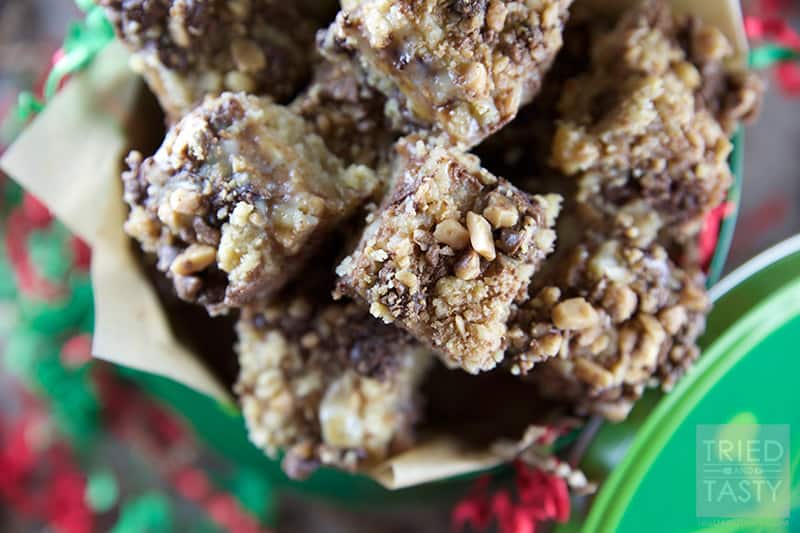 Rich Chocolate Toffee Bars // The shortbread bottom makes these one of the tastiest bars around! Make them for your next special occasion, you'll be the star of the party. | Tried and Tasty