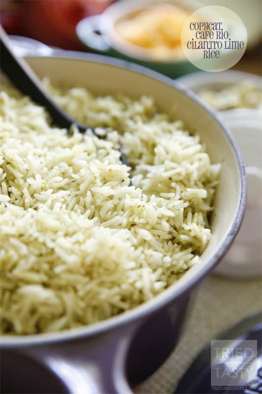 Copycat Cafe Rio Cilantro Lime Rice // The delicious flavors of the wildly popular Cafe Rio in the comfort of your own home. Have this Cilantro Lime Rice with your next Mexican meal. | Tried and Tasty
