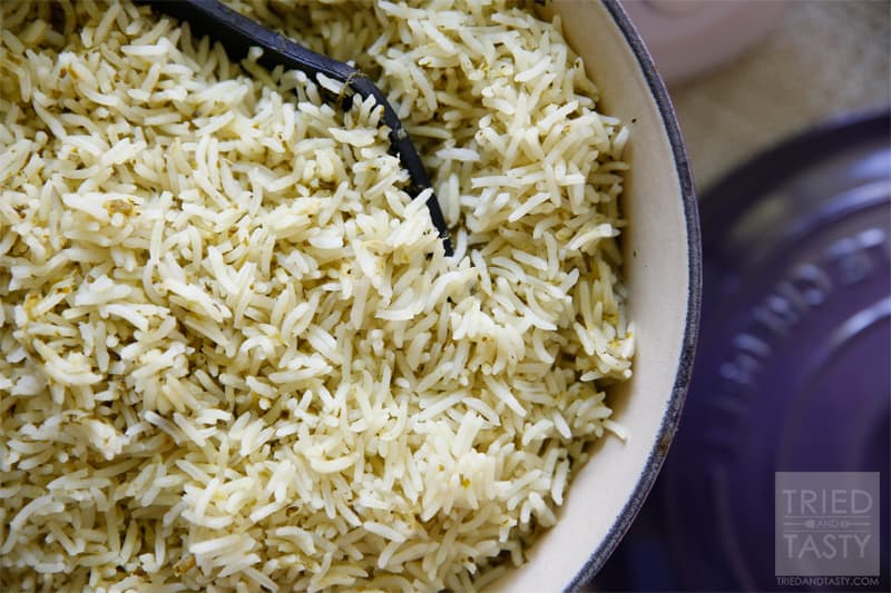 Copycat Cafe Rio Cilantro Lime Rice // The delicious flavors of the wildly popular Cafe Rio in the comfort of your own home. Have this Cilantro Lime Rice with your next Mexican meal. | Tried and Tasty