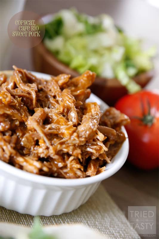 Copycat Cafe Rio Sweet Pork // The most delicious sweet pork for tacos, burritos, or salad! | Tried and Tasty