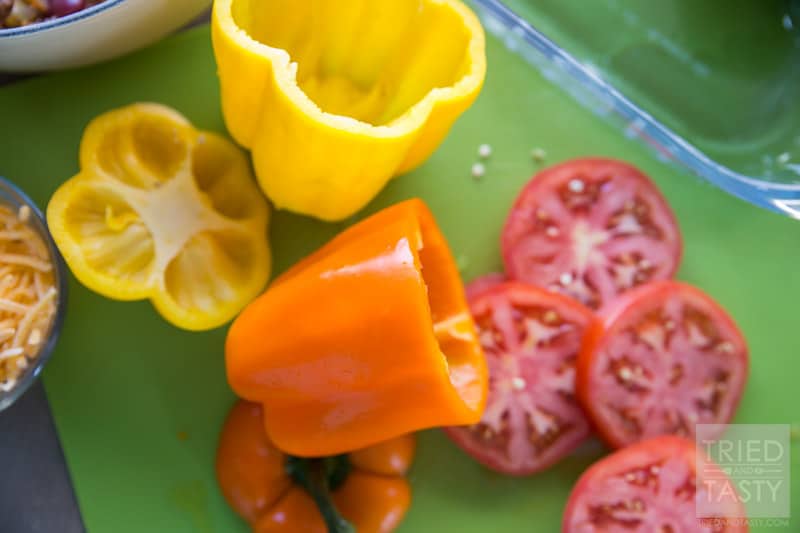 Taco Stuffed Peppers // Another great variation of stuffed peppers. Try these Taco Stuffed Peppers for your next taco night. | Tried and Tasty