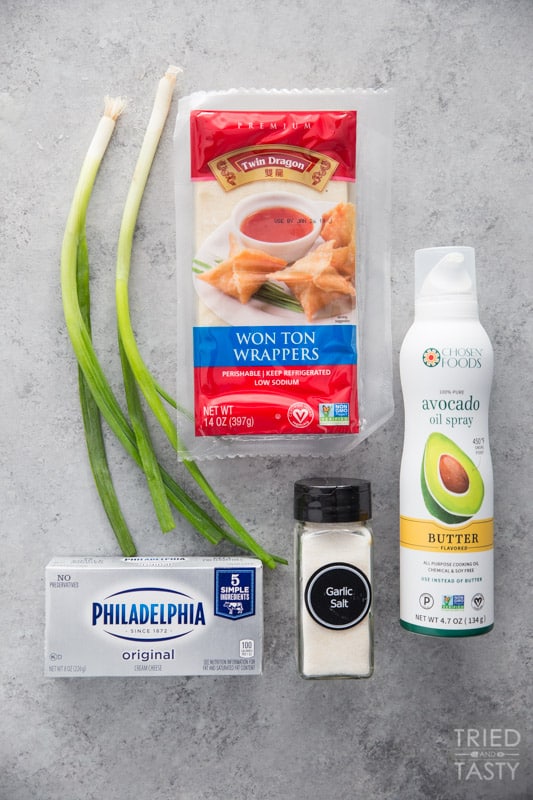 The ingredients used to make cream cheese wontons