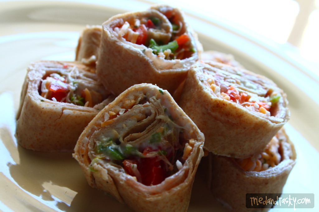 Tortilla Roll Ups // Perfect for a baby shower, bridal shower or gathering of friends and family. These tortilla roll ups are a great finger food that everyone will love. | Tried and Tasty