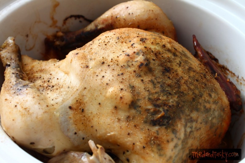 Rotisserie Crock Pot Chicken // Who knew you could rotisserie cook a chicken in your slow cooker? Well I'm here to tell you that it works and it's fabulous! Give it a try! | Tried and Tasty