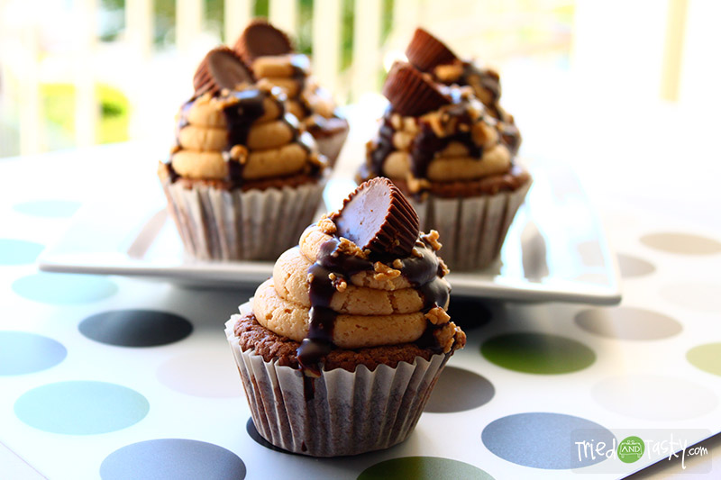 Brownie Buckeye Cupcakes // If you love brownies and peanut butter, then this cupcake is for you! | Tried and Tasty