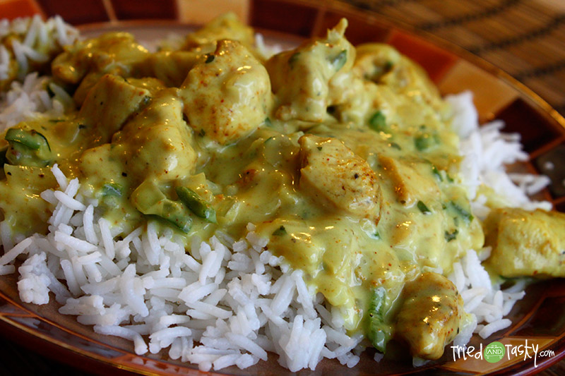Basil Chicken in Coconut Curry Sauce // This Curry Sauce has all of the flavor and none of the spice.  So good! | Tried and Tasty