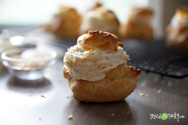 Toasted Coconut Cream Puffs // These light and tasty cream puffs are a little piece of heaven! | TriedandTasty