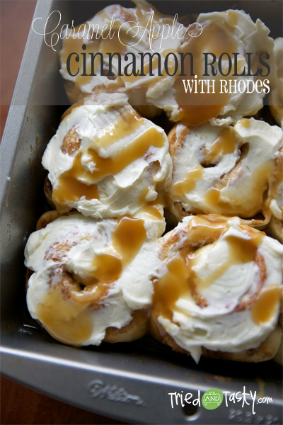 Caramel Apple Cinnamon Rolls with Rhodes // Caramel Apples.. but in the form of cinnamon rolls?! You are in for a treat! | Tried and Tasty