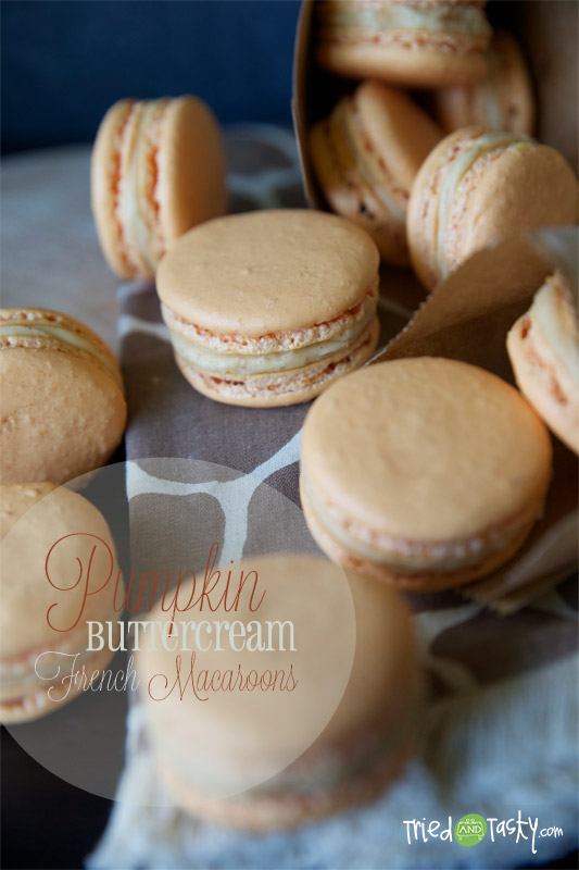 Pumpkin Buttercream French Macaroons // These fun little pumpkin cookies may be a lot of work, but they're worth it! | Tried and Tasty