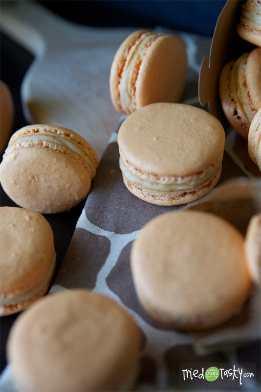 Pumpkin Buttercream French Macaroons // These fun little pumpkin cookies may be a lot of work, but they're worth it! | Tried and Tasty