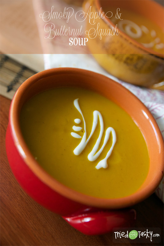 Smoky Apple & Butternut Squash Soup // The smoky flavor, the sweetness that the apples bring, the smooth texture and rich flavor of this butternut squash soup is a unique and delightful blend. | Tried and Tasty
