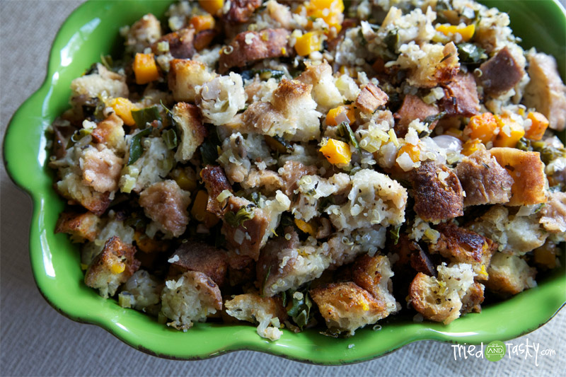 Butternut Squash | Quinoa | Kale Stuffing Recipe // If you are looking for a fantastic stuffing recipe to add to your holiday menu. Look no further. This stuffing recipe will have your tastebuds dancing! | Tried and Tasty