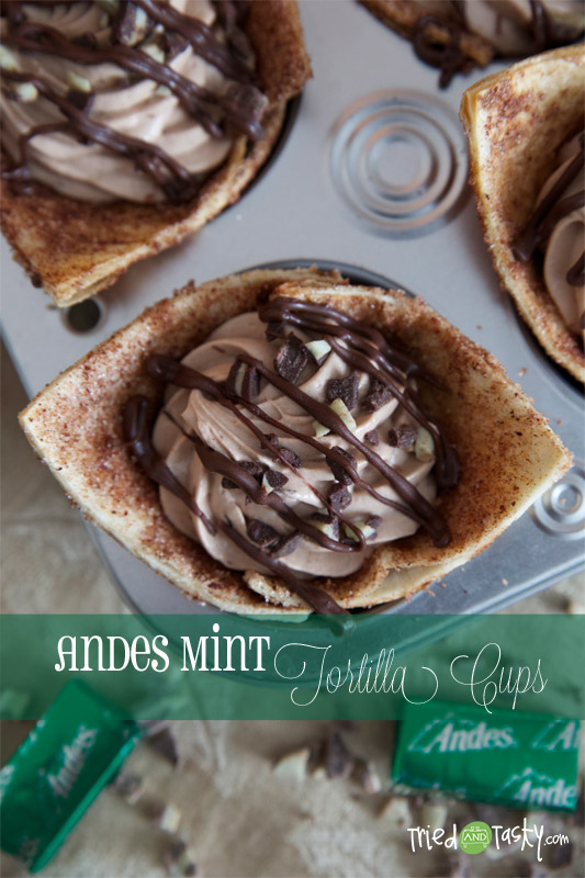 Andes Mint Tortilla Cups // hese are to die for. If you love Andes, or love mint, you will LOVE these! | Tried and Tasty