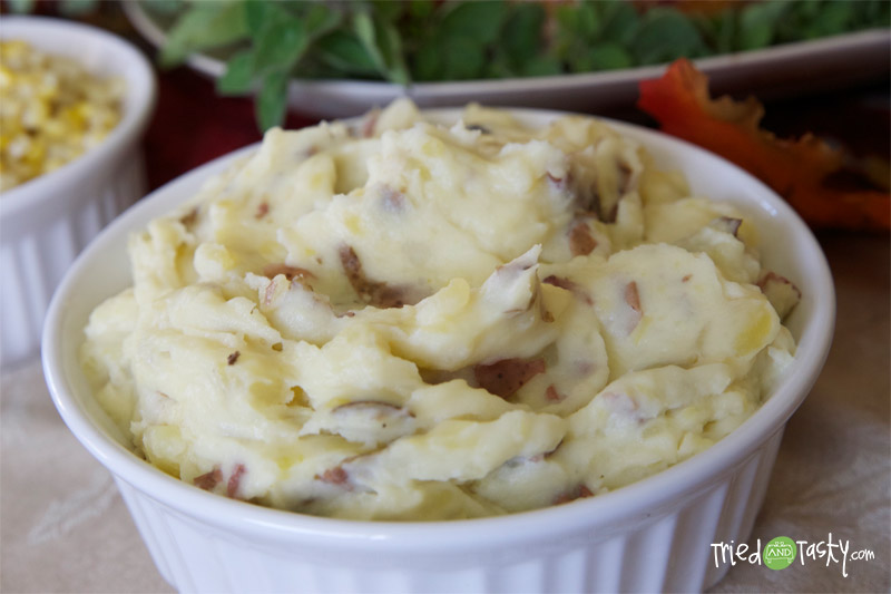 Creamy Mashed Potatoes // I love that this mashed potato recipe has the potato skin still mixed in! | Tried and Tasty