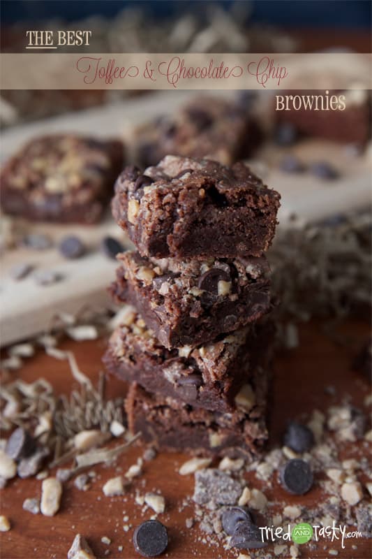 The Best Toffee & Chocolate Chip Brownies // These are so decadent, so chocolaty, so wonderful. The toffee with the chocolate chips is a combination out of this world. | Tried and Tasty