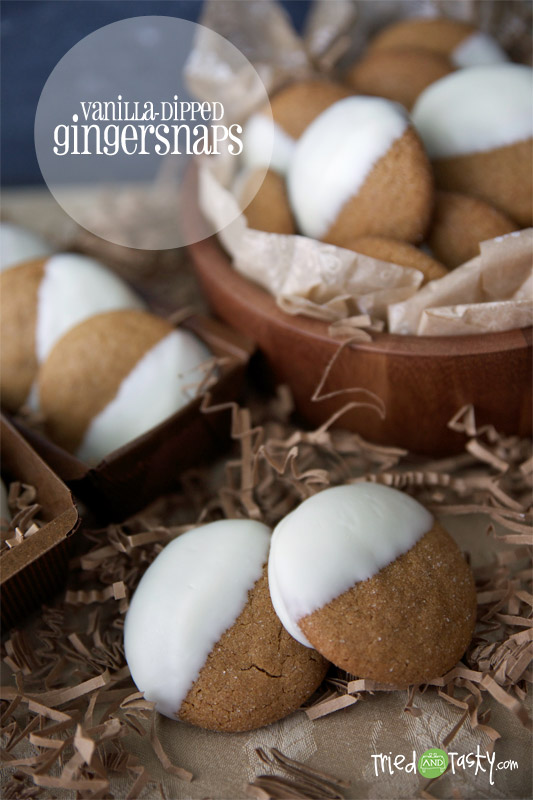 Vanilla Dipped Gingersnaps // These gingersnaps are easy, delicious, and pretty.  I love how the vanilla spices up this classic cookie! | Tried and Tasty