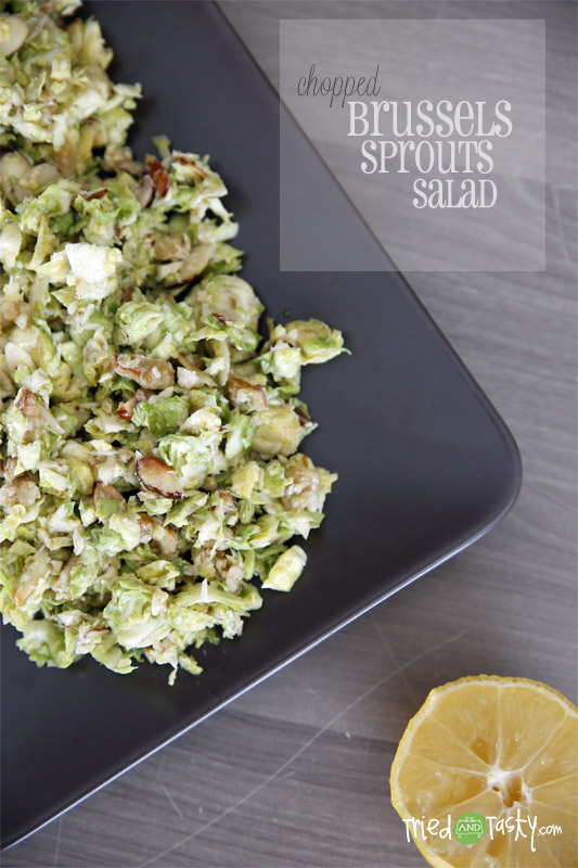 Chopped Brussels Sprouts Salad // This brussels sprouts salad is INSANELY good. It’s super simple and really quick to throw together. | Tried and Tasty