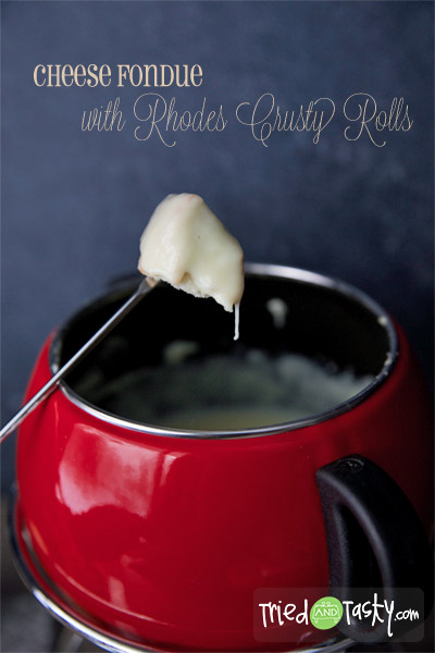 Cheese Fondue with Rhodes Crusty Rolls // Need a fun New Year's recipe? Try our quick and easy Crusty Rolls and a yummy cheese fondue... just the answer. | Tried and Tasty