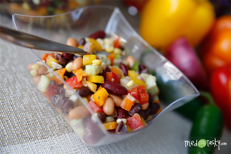 Three Bean Salad with Corn & Peppers // A delicious & healthy salad that is perfect paired with any meal! | Tried and Tasty