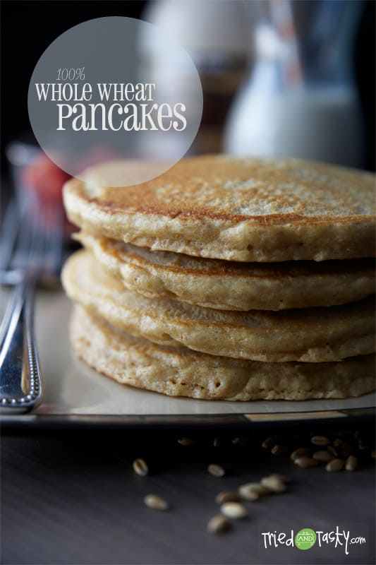 100% Whole Wheat Pancakes // The most delicious whole wheat pancakes you'll ever sink your teeth in to! These are absolutely FABULOUS! | Tried and Tasty