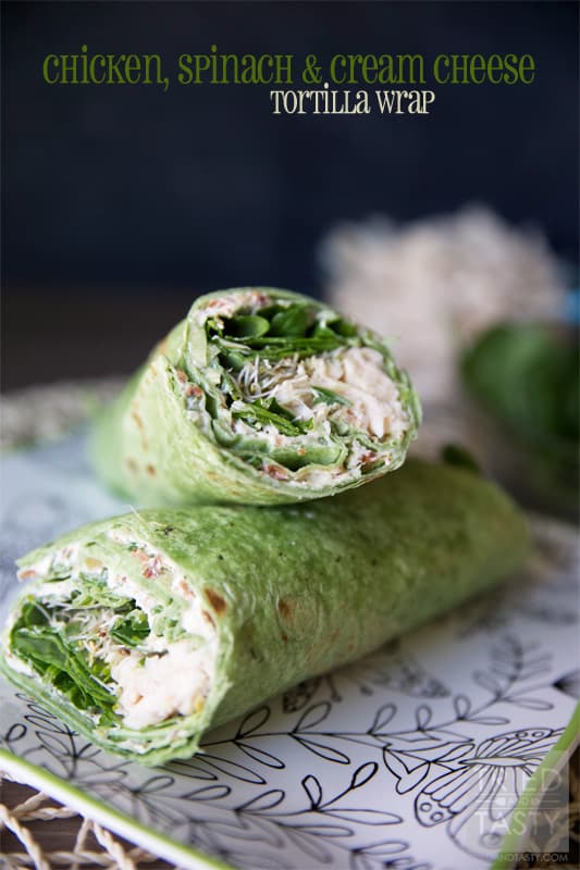 Chicken, Spinach & Cream Cheese Tortilla Wrap // This quick & easy lunch is wonderfully delicious. With the help of rotisserie chicken you can have this tasty wrap in less than 10 minutes! | Tried and Tasty