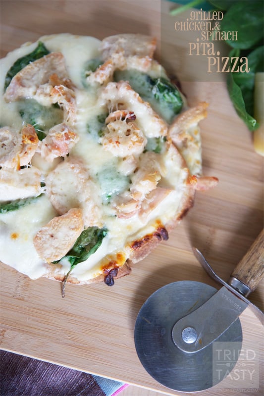 Chicken & Spinach Pita Pizza // Tried and Tasty