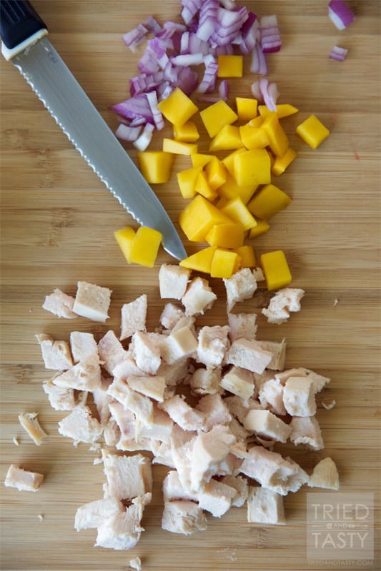 Mango Chicken Salad Recipe // A fantastic healthy chicken salad recipe that brings the surprising twist of mango! | Tried and Tasty