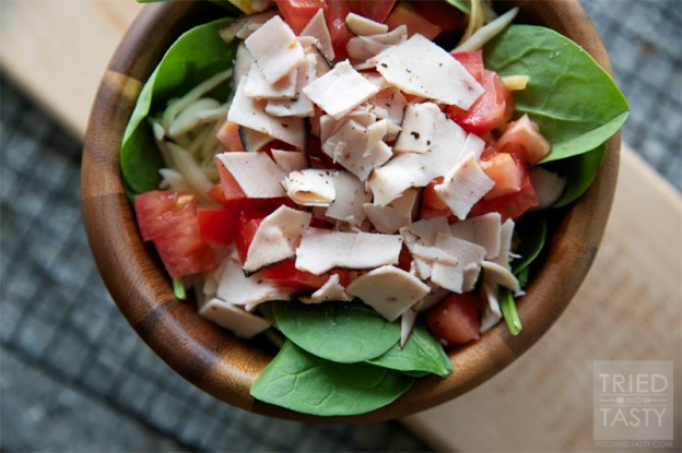 Turkey, Cheese & Tomato Spinach Salad // Tried and Tasty