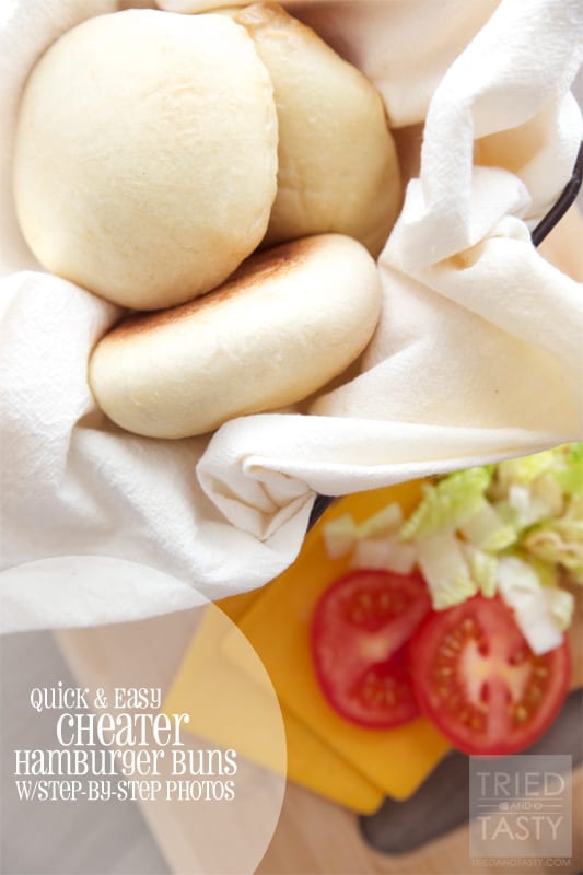 Quick & Easy Cheater Hamburger Buns // Want a homemade hamburger bun without all of the fuss? Try these, they will impress any guest and take little to no effort! | Tried and Tasty