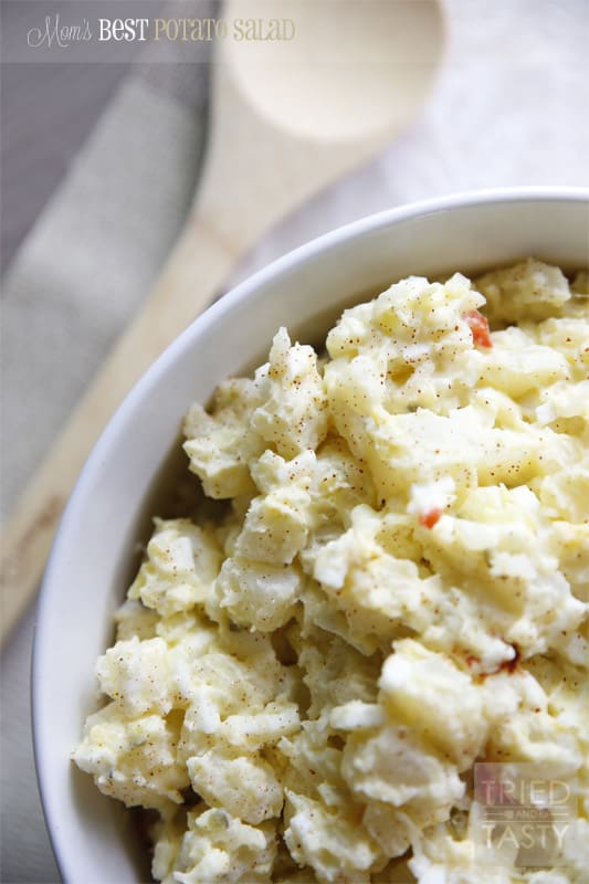 Moms Best Potato Salad // If you're looking for a good old fashioned potato salad recipe, look no more. This is THE recipe for you! It's perfect for any BBQ, picnic, or gathering for any reason. I've loved growing up with this recipe and I'm happy to share it with all of you! | Tried and Tasty