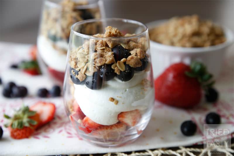 Red White & Blue Strawberry Blueberry Dessert Parfait // Tried and Tasty