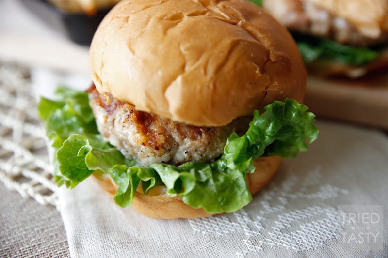 Swiss Turkey Burger // The most amazing ground turkey burger with shredded swiss cheese throughout grilled to perfection! Next time you're grilling, make these! | Tried and Tasty