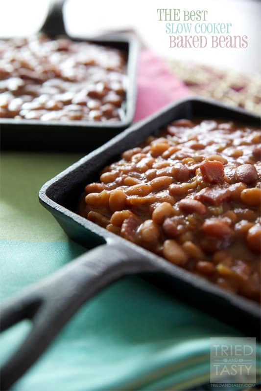THE Best Slow Cooker Baked Beans // If ever you wanted a killer recipe for baked beans, you need look no farther. These hands down are the best homemade baked beans you'll taste. | Tried and Tasty