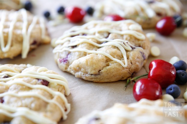 White Chocolate Cherry Blueberry Whole Wheat Scones // Tried and Tasty