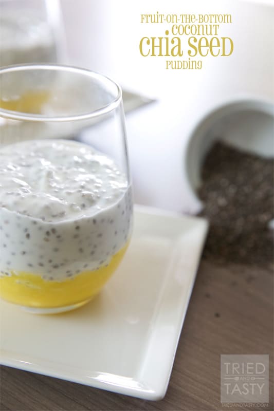 Fruit-On-The-Bottom Chia Seed Pudding // The perfect healthy snack that will not only leave you satisfied, but also provide many healthy nutrients from the coconut and chia seeds. It's delicious! | Tried and Tasty