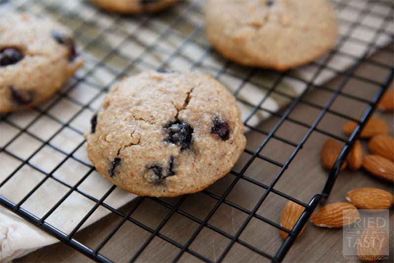 Grain Free Blueberry Cookies //  A grain-free/gluten-free cookie like scone. Perfect healthy alternative to the unhealthy option. Delicious for breakfast, snack, or a quick little treat. These Grain Free Blueberry Cookies are fantastic! | Tried and Tasty