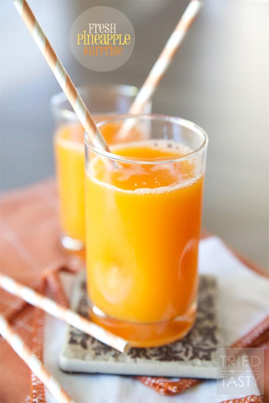 Fresh Pineapple Surprise //  A delicious fresh juice that is a combination of fun fruits and even a vegetable for a sweet surprise! | Tried and Tasty