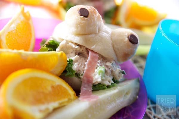 Chicken Salad Frog Sandwiches // How would you like to be the coolest parent around town? Tell me these Chicken Salad Frog Sandwiches aren't the cutest little things you ever did see? | Tried and Tasty