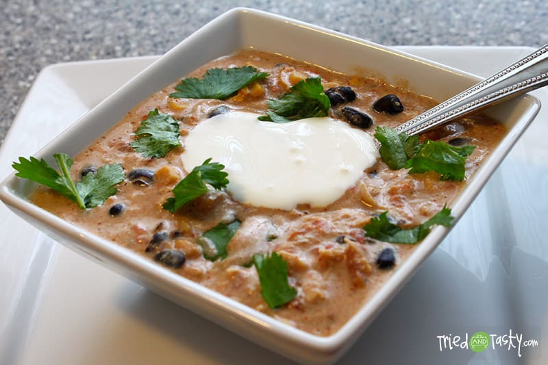 Crock Pot Cream Cheese Chicken Chili // Tried and Tasty