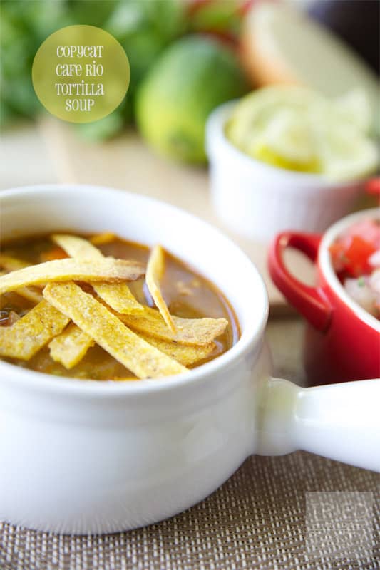 Copycat Cafe Rio Tortilla Soup // This Copycat Cafe Rio Tortilla Soup is just like the restaurant favorite! It's flavorful and delicious. Next time you're enjoying Cafe Rio at home, made in your kitchen, whip this up for a tasty appetizer! | Tried and Tasty