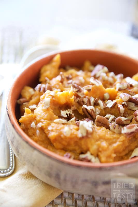 I love mashed sweet potatoes around the holidays, and really love them loaded with brown sugar, butter, and marshmallows. This Honey-Sweetened Apple & Sweet Potato Mash is an excellent alternative that is a great way to curb your craving while still being healthy!