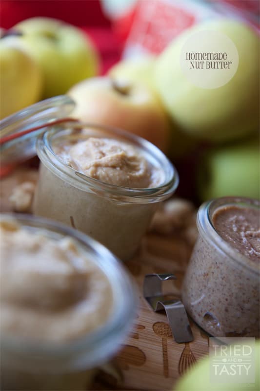 Homemade Nut Butter // Nut butter is so easy to make, and oh so delicious! Nothing better than fresh honey roasted peanut butter or cashew butter to slap on an apple slice to make your day! | Tried and Tasty 
