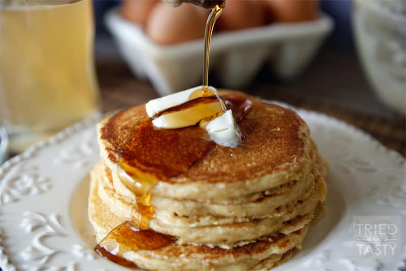 Whole Wheat Buttermilk Pancakes // Whole Wheat Pancakes that are perfectly soft, fluffy, and delicious. | Tried and Tasty