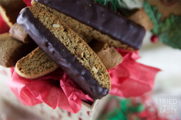 Chocolate Dipped Toasted Hazelnut Biscotti // Tried and Tasty