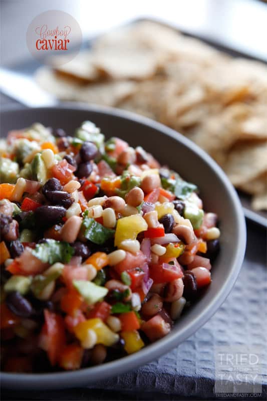 Cowboy Caviar // A delicious appetizer that's perfect for any #gameday or party! Your guests will fall in love with all the great flavors that are married together in this fantastic Cowboy Caviar #appetizer #snack #partyfood // Tried and Tasty