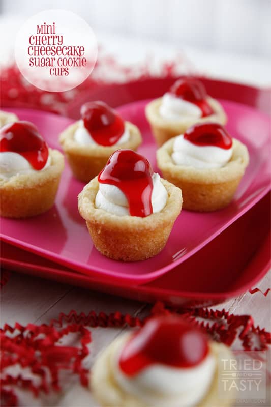 Mini Cherry Cheesecake Sugar Cookie Cups // Tried and Tasty