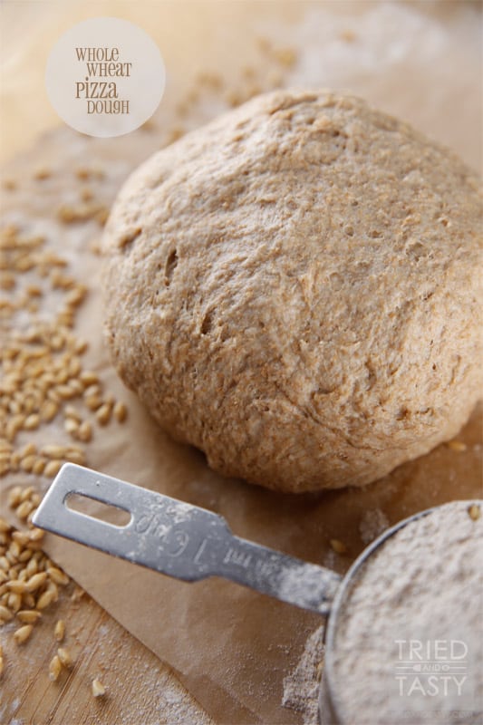 Whole Wheat Pizza Dough // A delicious healthy alternative to traditional white flour pizza dough. | Tried and Tasty