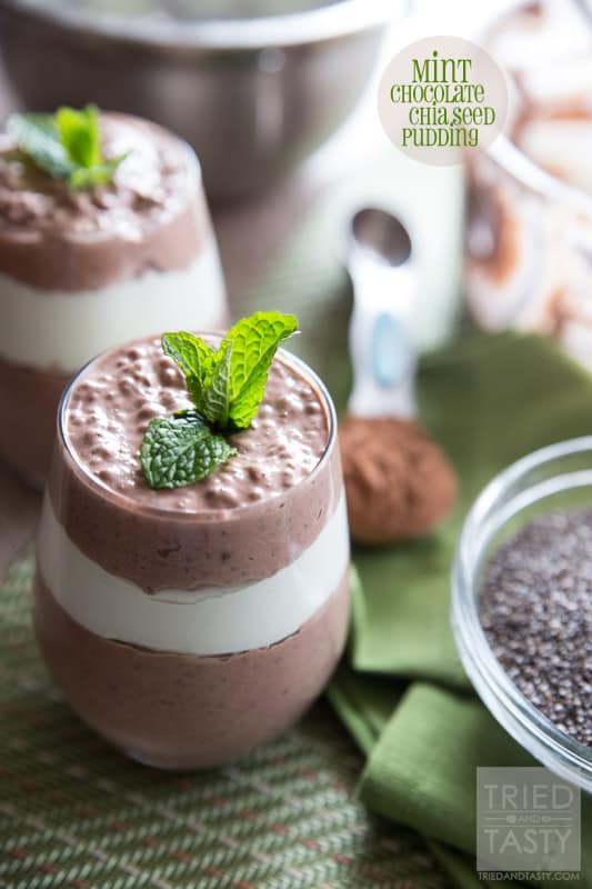 Mint Chocolate Chia Seed Pudding // Chia seed pudding is all the rage and this mint chocolate version does not disappoint! For a super healthy treat you can even enjoy for breakfast - make this quick & simple snack in less than 15 minutes! |Tried and Tasty