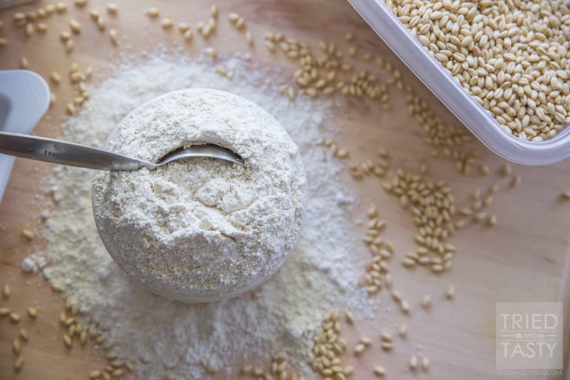 How To Make Whole Wheat Flour // Did you know that making your own whole wheat flour is almost easier than buying it? With only one ingredient, you can have your own flour in less than 60 seconds. It's fresh, it's cheaper than store bought, and it's amazing to cook with! | Tried and Tasty